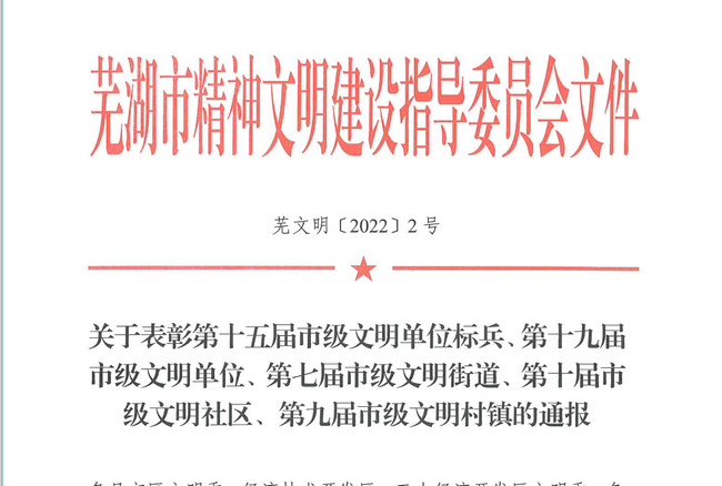 蕪湖市中醫(yī)醫(yī)院榮獲第十五屆文明單位標(biāo)兵稱號(圖1)