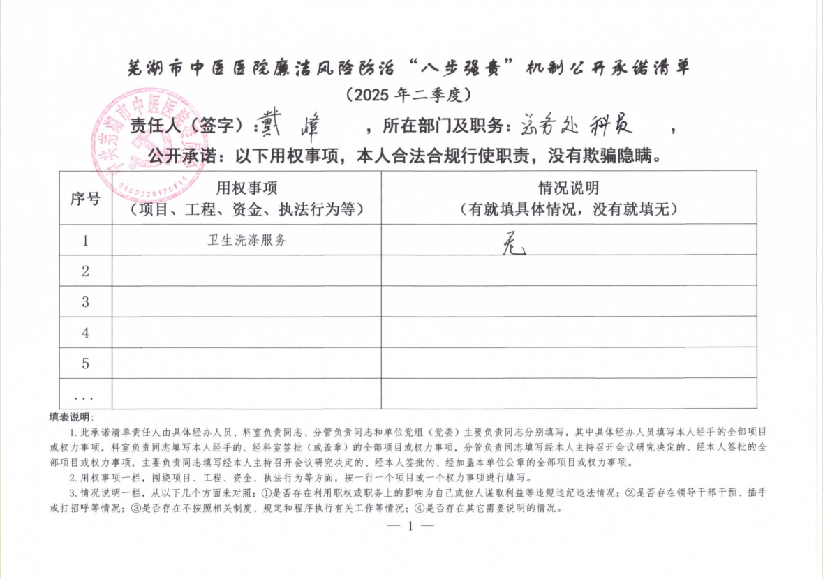 蕪湖市中醫(yī)醫(yī)院廉潔風(fēng)險防治“八步強責(zé)”機制公開承諾清單（具體經(jīng)辦人員）(圖23)